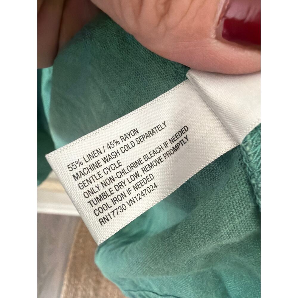 Universal Thread Size Large Green Linen Blend Dre… - image 3